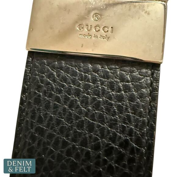 Gucci GG Supreme Leather Belt Black/Brown Reversible Silver Buckle Size 75/30 - Picture 7 of 13